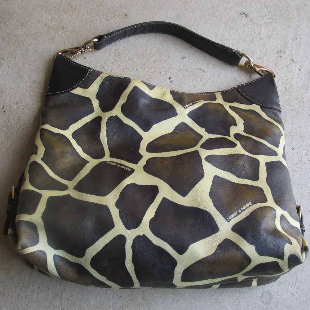Vintage Dooney and Bourke Y2K leather giraffe print hobo - Picture 2 of 12